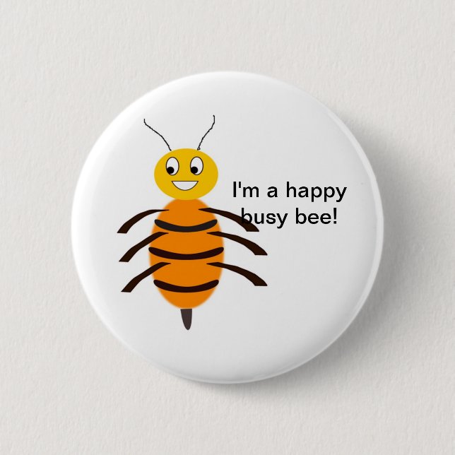 Happy Busy Bee Button (Front)