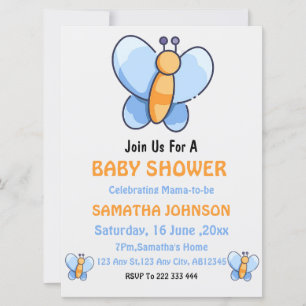 Happy butterfly Baby shower invitation