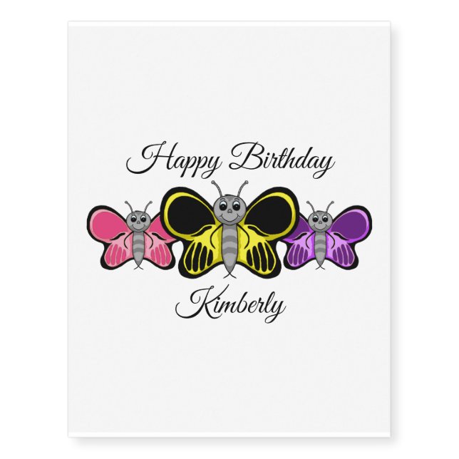Happy Butterfly Buddies Temporary Tattoos (Front)