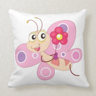 HAPPY BUTTERFLY GIRL THROW PILLOW