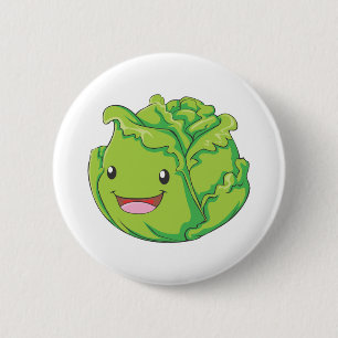 Happy Cabbage Vegetable Smiling Button