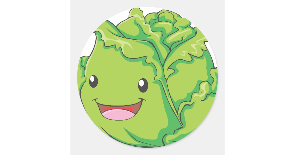 Happy Cabbage Vegetable Smiling Classic Round Sticker | Zazzle