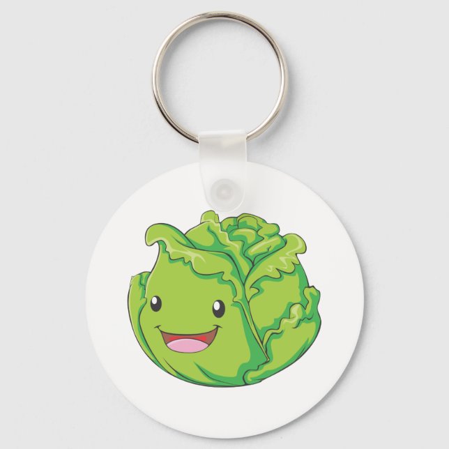 Happy Cabbage Vegetable Smiling Keychain (Front)