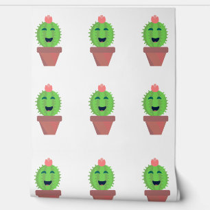 Happy Cactus Fun Succulent Character Wallpaper