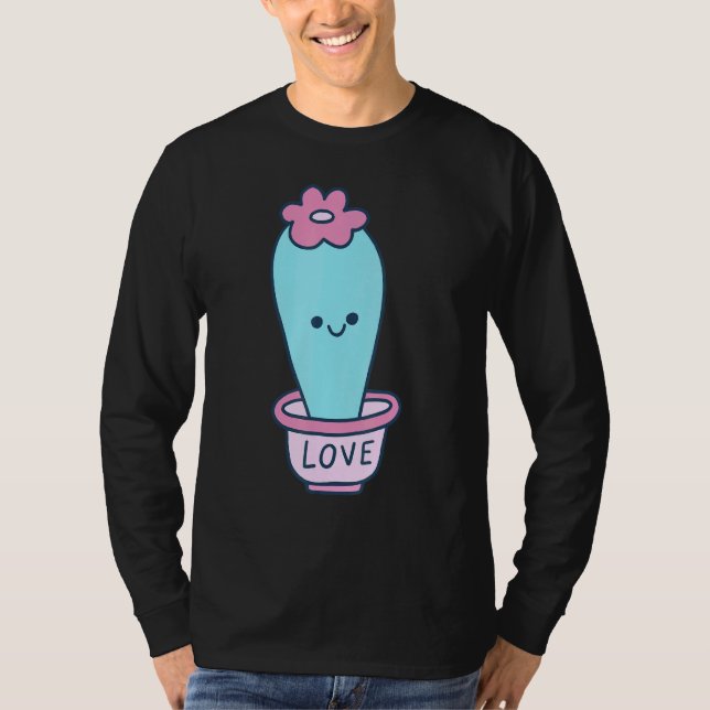 Happy Cactus Love Pot T-Shirt (Front)
