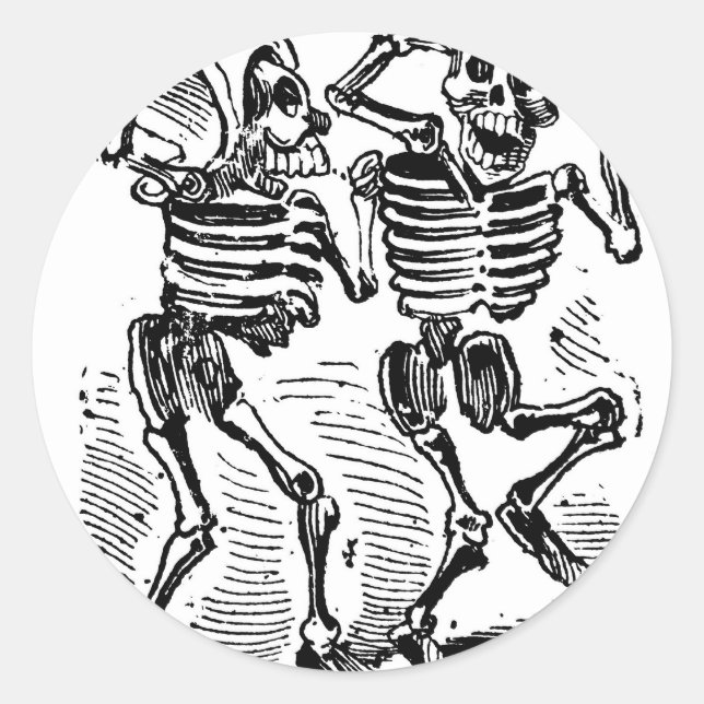 "Happy Calaveras" Mexico's Day of the Dead Classic Round Sticker (Front)