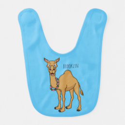 Happy camel cartoon illustration  baby bib