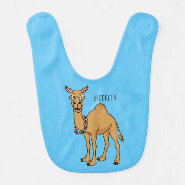 Happy camel cartoon illustration  baby bib (Front)