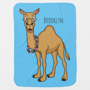 Happy camel cartoon illustration baby blanket