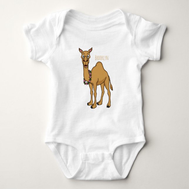 Happy camel cartoon illustration  baby bodysuit (Front)