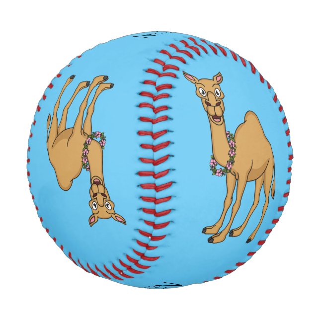 Happy camel cartoon illustration baseball (Angled)