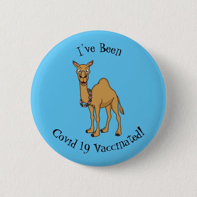 Happy camel cartoon illustration button (Front)