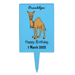 Happy camel cartoon illustration cake topper