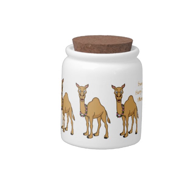 Happy camel cartoon illustration candy jar (Left)
