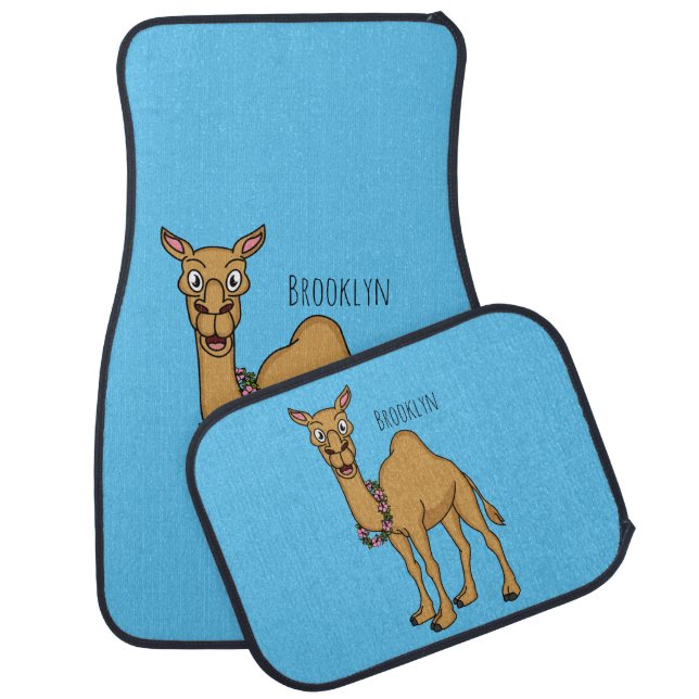Happy camel cartoon illustration car floor mat (Set)