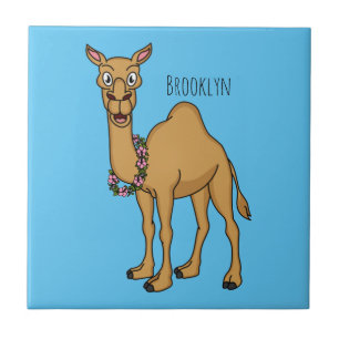 Happy camel cartoon illustration ceramic tile