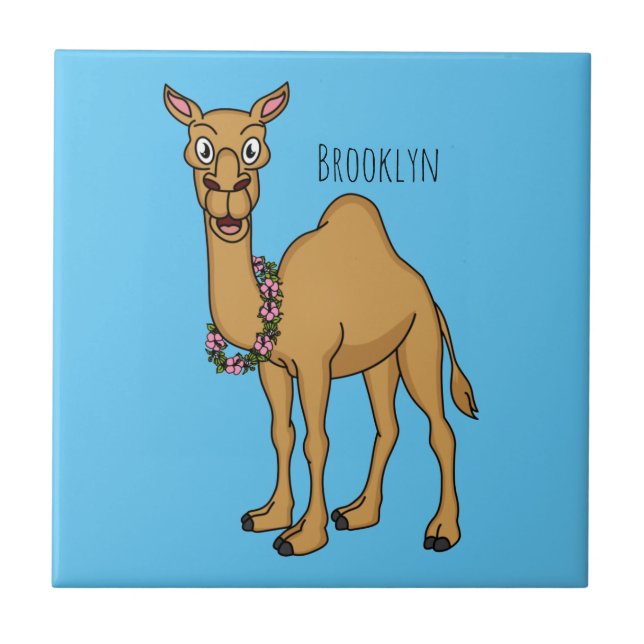 Happy camel cartoon illustration  ceramic tile (Front)