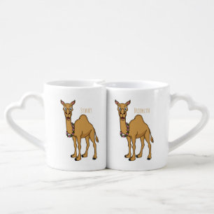 Happy camel cartoon illustration coffee mug set
