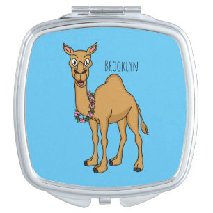 Happy camel cartoon illustration compact mirror