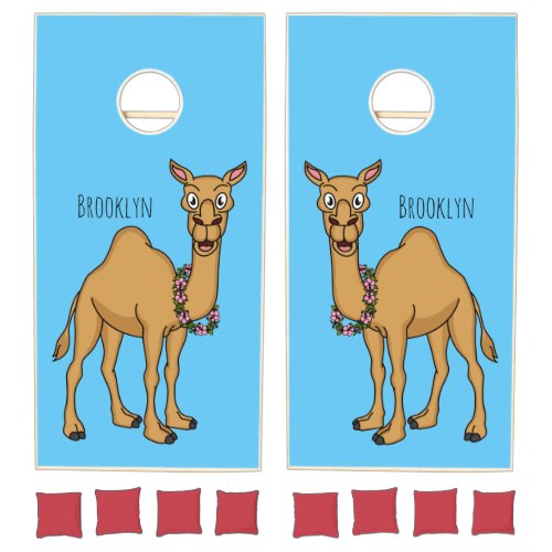 Happy camel cartoon illustration cornhole set