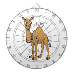 Happy camel cartoon illustration dart board
