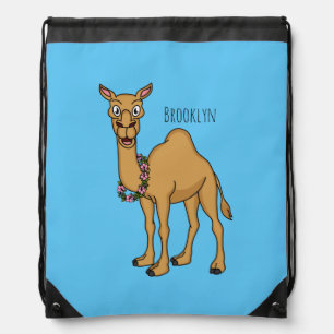 Happy camel cartoon illustration drawstring bag