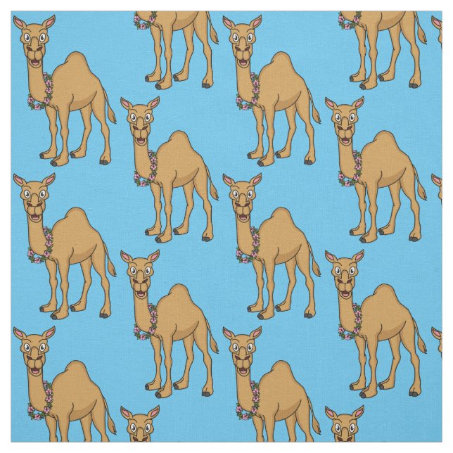 Happy camel cartoon illustration fabric (Swatch)