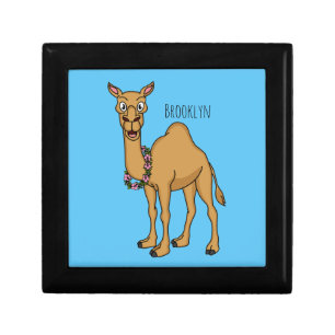 Happy camel cartoon illustration gift box