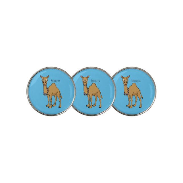 Happy camel cartoon illustration golf ball marker (3 Up)