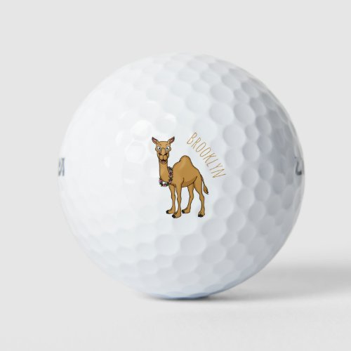 Happy camel cartoon illustration golf balls