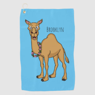 Happy camel cartoon illustration golf towel