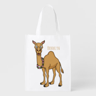 Happy camel cartoon illustration grocery bag