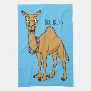 Happy camel cartoon illustration kitchen towel