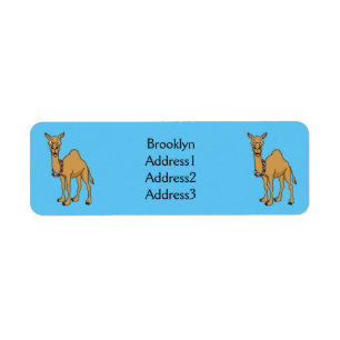 Happy camel cartoon illustration label