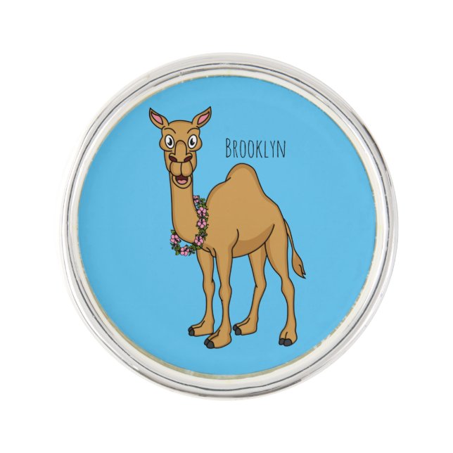 Happy camel cartoon illustration lapel pin (Front)
