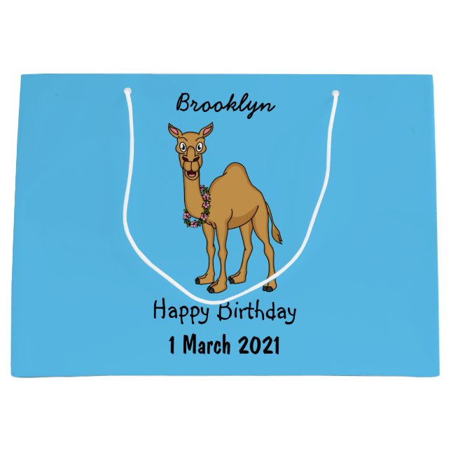Happy camel cartoon illustration  large gift bag (Front)