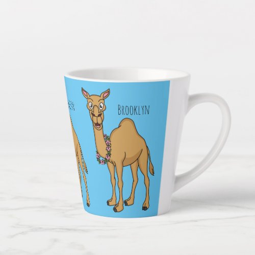 Happy camel cartoon illustration  latte mug