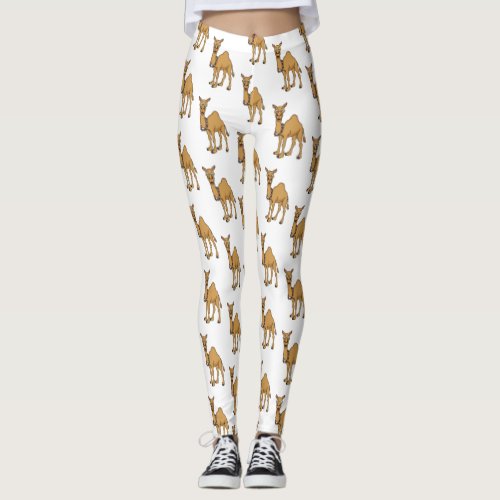 Happy camel cartoon illustration leggings