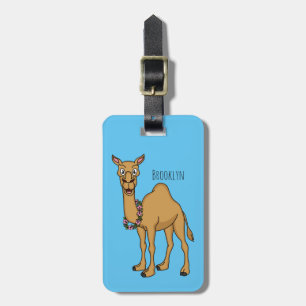 Happy camel cartoon illustration luggage tag