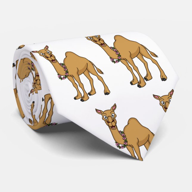Happy camel cartoon illustration neck tie (Rolled)