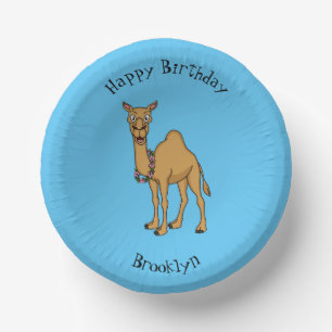 Happy camel cartoon illustration  paper bowls