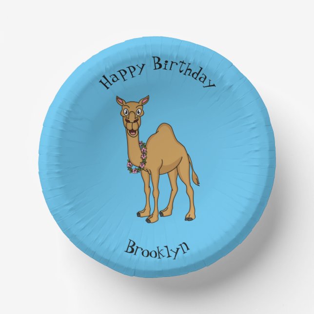 Happy camel cartoon illustration  paper bowls (Front)