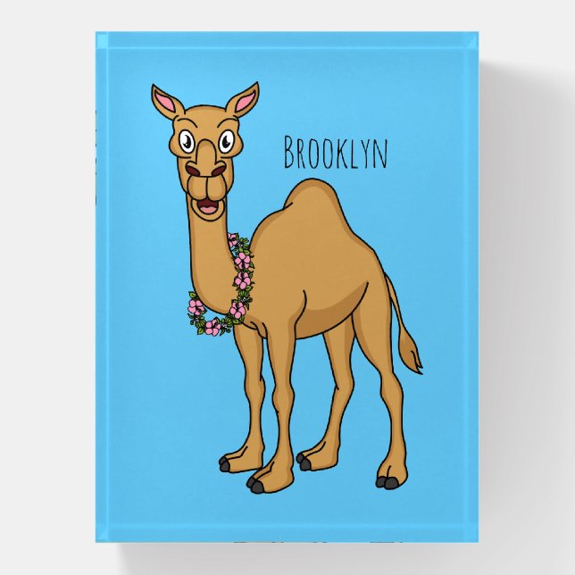 Happy camel cartoon illustration  paperweight (Vertical)