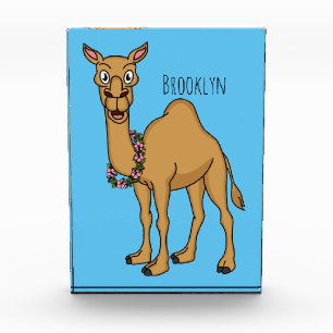Happy camel cartoon illustration photo block