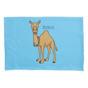 Happy camel cartoon illustration  pillow case