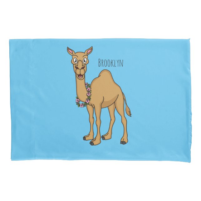 Happy camel cartoon illustration  pillow case (Front)