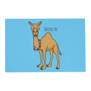 Happy camel cartoon illustration placemat