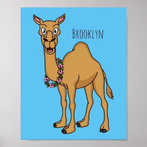 Happy camel cartoon illustration poster