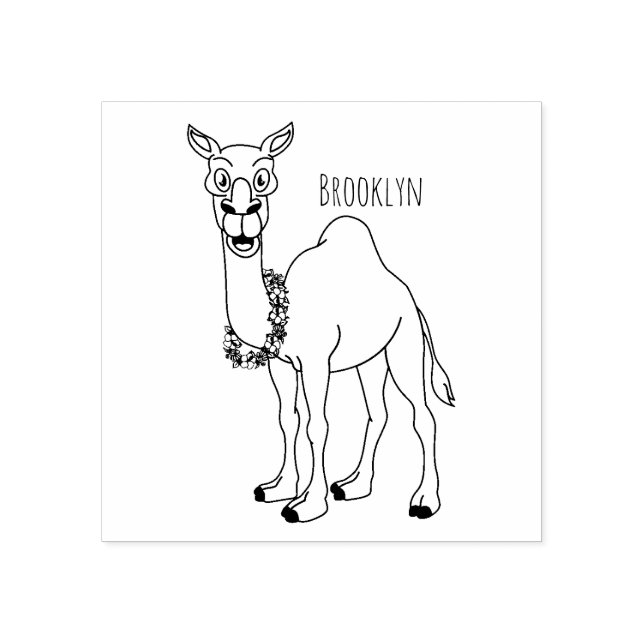 Happy camel cartoon illustration rubber stamp (Imprint)