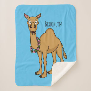 Happy camel cartoon illustration sherpa blanket